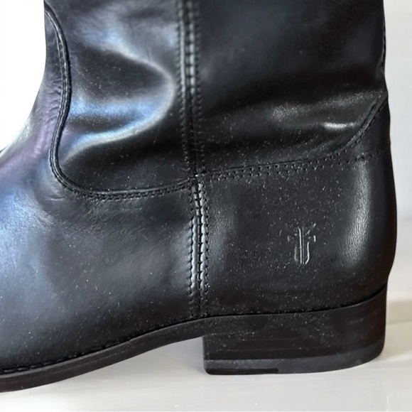 🌻NEW FRYE Melissa Button Equestrian Style Black Leather Boots || Size 5.5 - Picture 3 of 12
